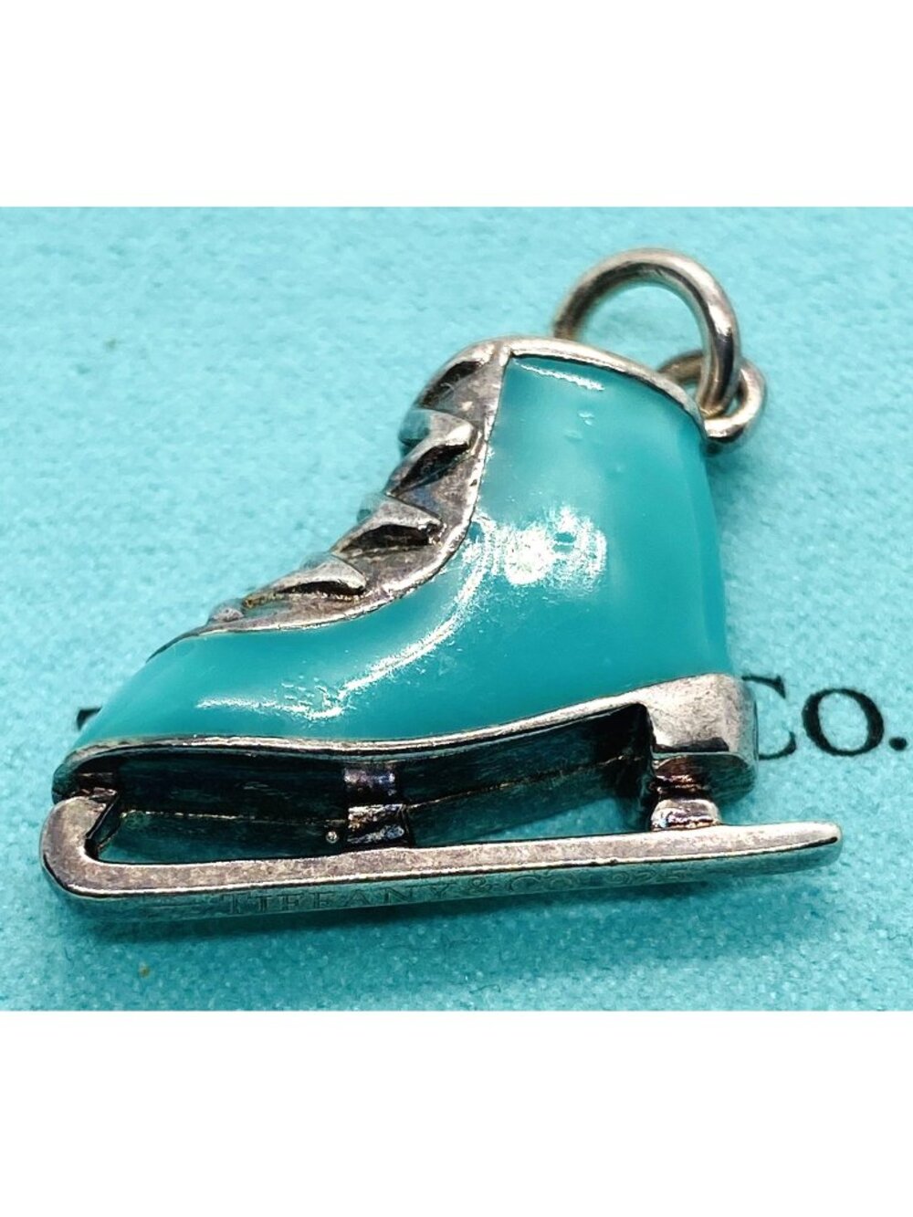 Tiffany & Co Ice Skate Enamel Charm Sterling Silver 925